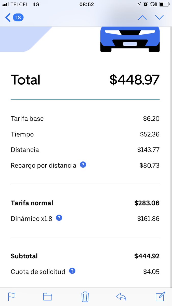 BernardoQues's tweet photo. Oigan @Uber_MEX ¿no creen que algo anda mal cuando un viaje con ustedes del hotel al aeropuerto cuesta casi la mitad de un viaje en avión de Monterrey a CDMX? https://t.co/NYApuLikWW