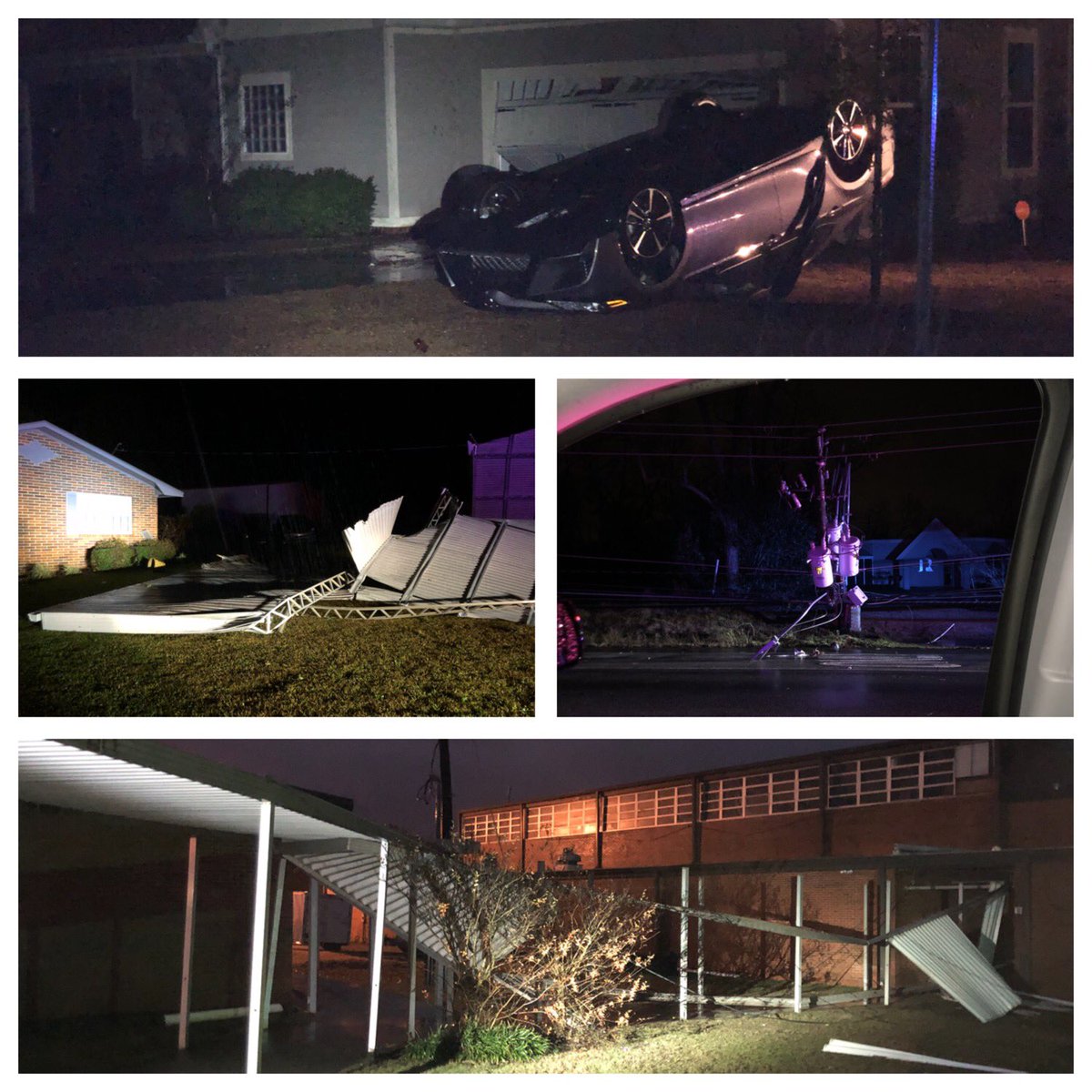 rickystokesnews's tweet photo. HOUSTON CO:   Damage in Wicksburg, Dothan and Columbia. Microbursts caused awning damage and car to flip while in driveway. See RSN. #dhcema  #ALEMA. #houstoncounty https://t.co/k2WPKcRmbY