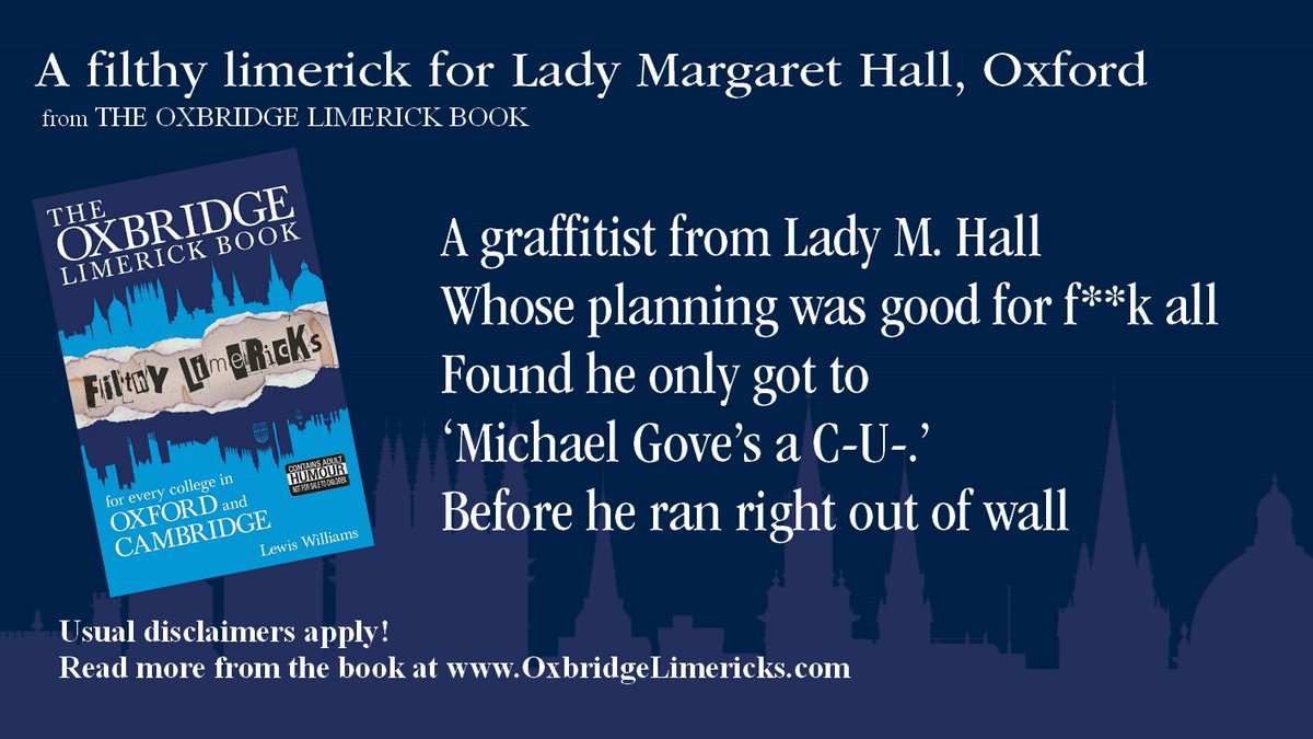 CoronaBooksUK's tweet photo. Oh Michael Gove is trending. As it happens he gets a mention in THE OXBRIDGE LIMERICK BOOK! https://t.co/ogIOR2yncS
@michaelgove @gove2018 #marr @lmhoxford https://t.co/crKeIkOH0A