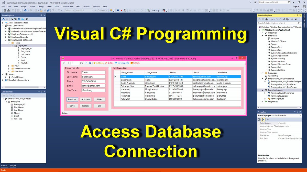 IBasskung's tweet image. 🎥 Programming in Visual C# (C# Tutorial) : How to Connect Access Database to C# Application Part 2/2.
➜ youtu.be/Jw6ovU85_oE
.
#CSharp #MSAccess #DatabaseConnection #YouTube #CodeAMinute #iBasskungTutorial #iBasskungProgrammingTutor