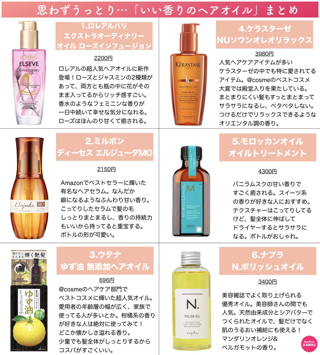 O Xrhsths Buzzfeed Kawaii Sto Twitter 超絶いい香りの 人気ヘアオイル を厳選してまとめました 使うたびにむちゃくちゃ癒されます