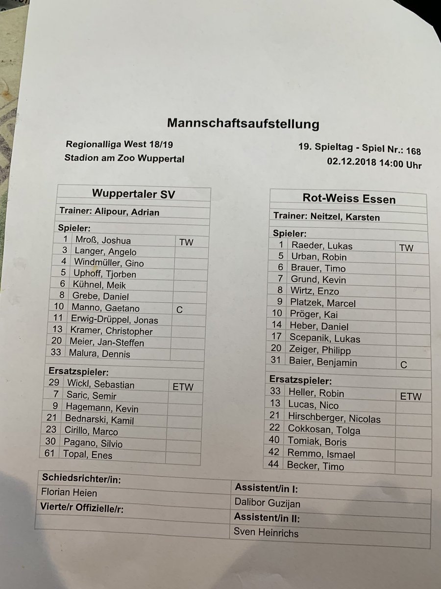 Die Aufstellungen für das Derby. #WSVRWE