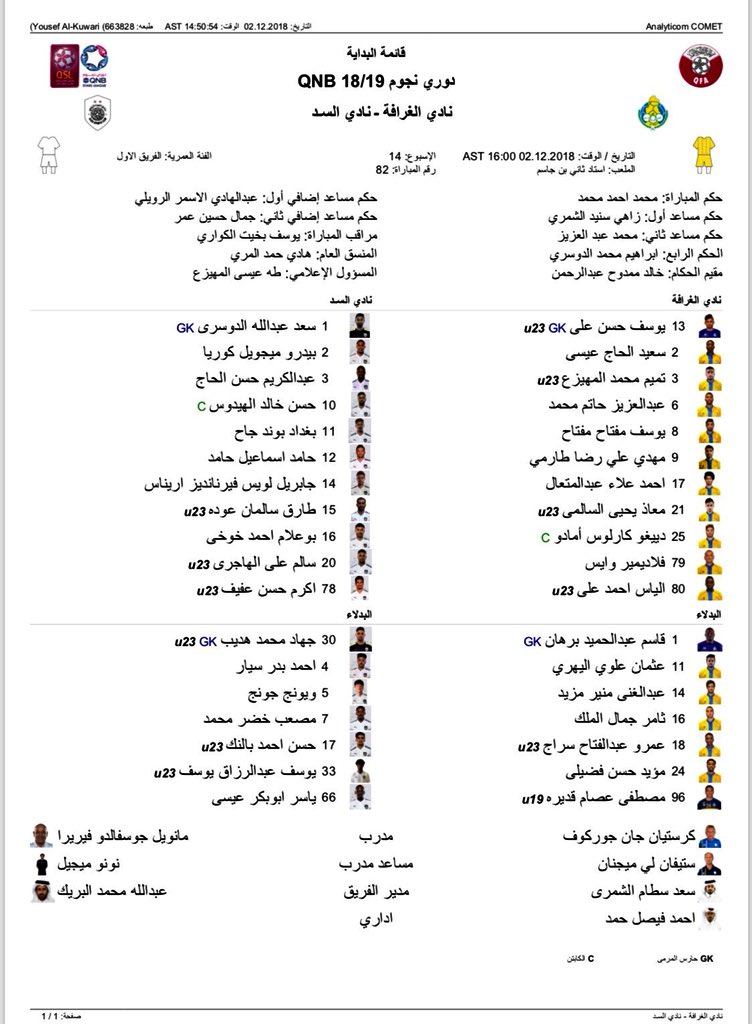 طارمی در ترکیب اصلی الغرافه مقابل السد(عکس)