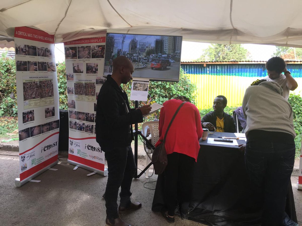 Naipolitans's tweet photo. Did you catch the @icmiist1 team yesterday showcasing some of their mobility studies at the #kilistreetfest? They are part of the many citizens working towards the #Nairobiwewant 
#icmiist #wit2018 #transformativemobility https://t.co/gEQqRbUrVL