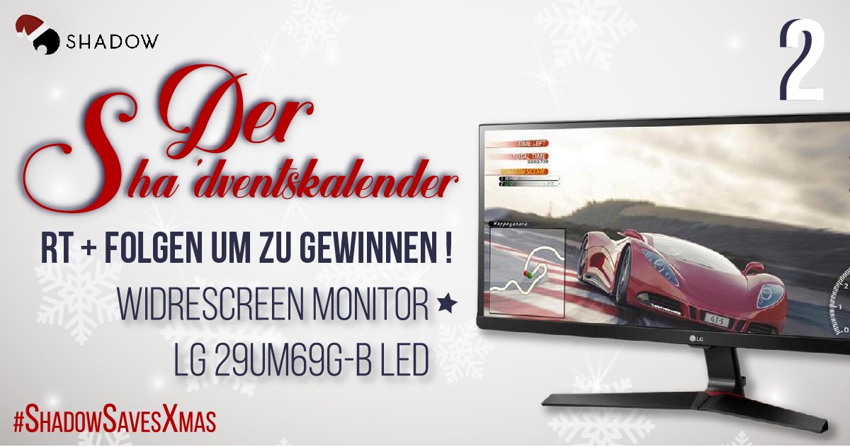 1. Advents-Gewinnspiel🎁!
Bis zum 05.12.2018 gibt es einen Widescreen Monitor LG 29UM69G-B LED von LG zu gewinnen.

Für die Teilnahme: 
💕Retweet &amp; Folgen
🖱️Klicke um teilzunehmen: shdw.me/SHADVENTDE02

#ShadowSavesXmas #TeamShadow #Advent