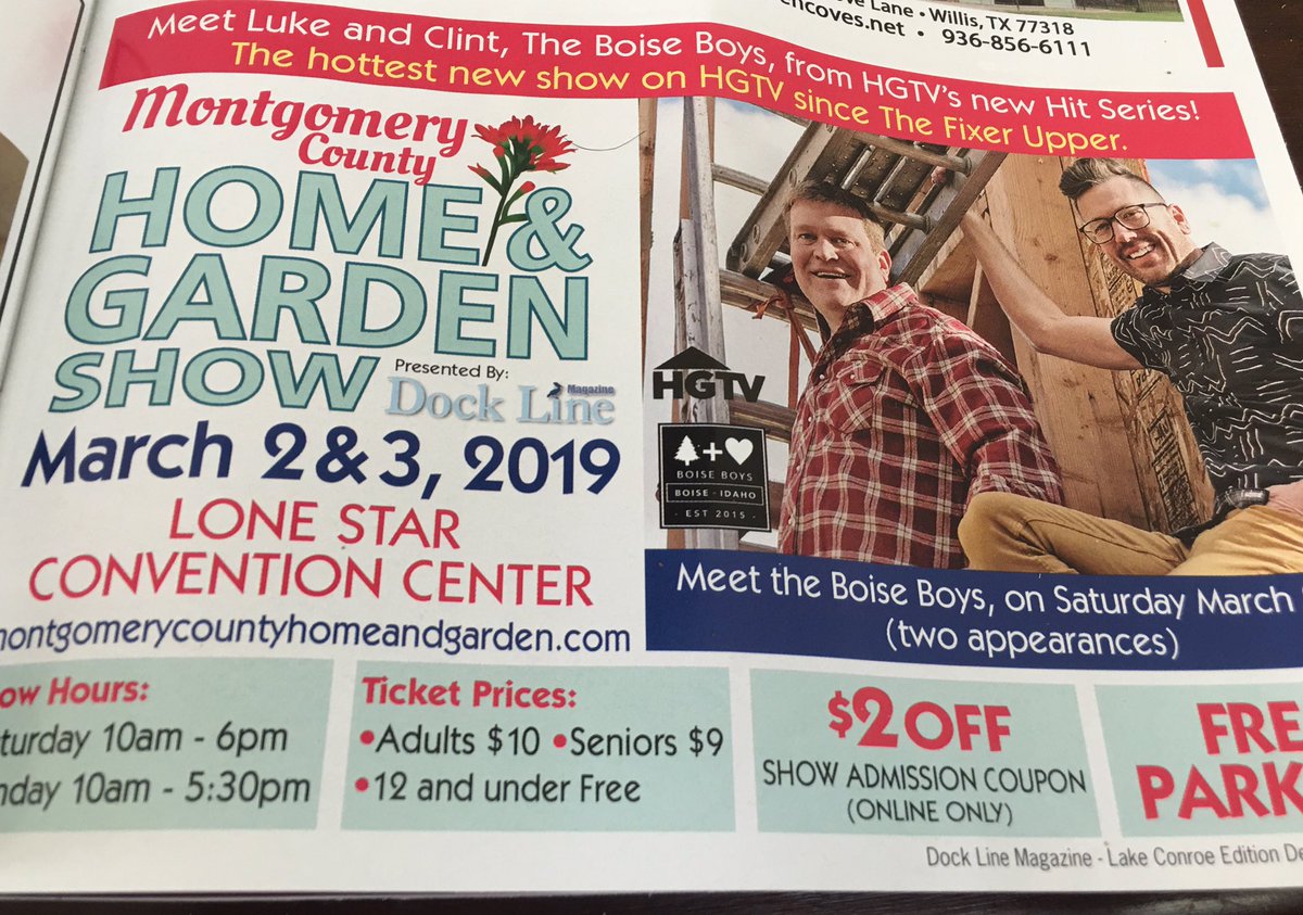 WoodlandsShow's tweet photo. Woohoo! As seen in @docklinemagazine December issue! So exciting to have @the_boise_boys from HGTV in our March 2-3 2019 show! Exhibitor space still https://t.co/z3MAY723TQ #hgtv #boiseboys #homerepair #homeimprovement #timberandlove #docklinemagazine #conroetx #montgomerycounty https://t.co/sJbhvvX76j