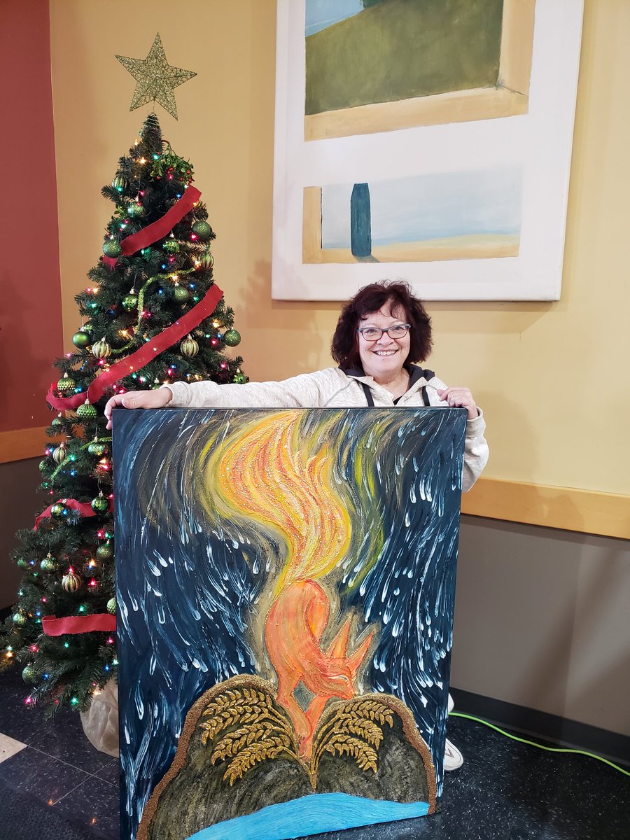 Amanda_Milke's tweet photo. SOLD this foxy fellow to a wonderful lady today so I thought I'd share on the #artAdventCalendar
"Like a Fox on Fire" 2018
4'Γ3' Mixed media on canvas
#foxonfire #art #fortsask #yeg #yegarts #abarts #mixedmedia #fox #christmas #amilke https://t.co/gur5TqbSWw