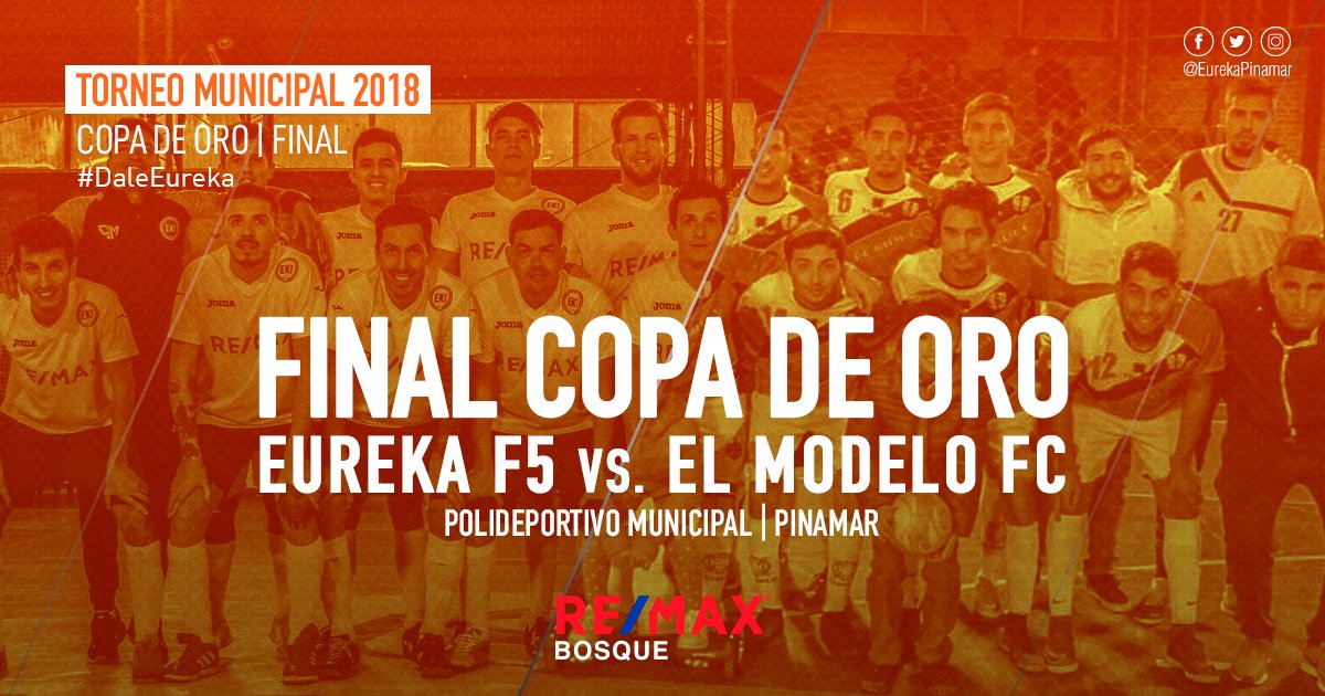 Final Copa de Oro Torneo Municipal 2018
Eureka F5 vs. El Modelo FC | Horario a confirmar | 12 Diciembre | Polideportivo Municipal
#DaleEureka #EurekaPinamar #EkF5 #Futsal #TorneoMunicipal #CopaDeOro