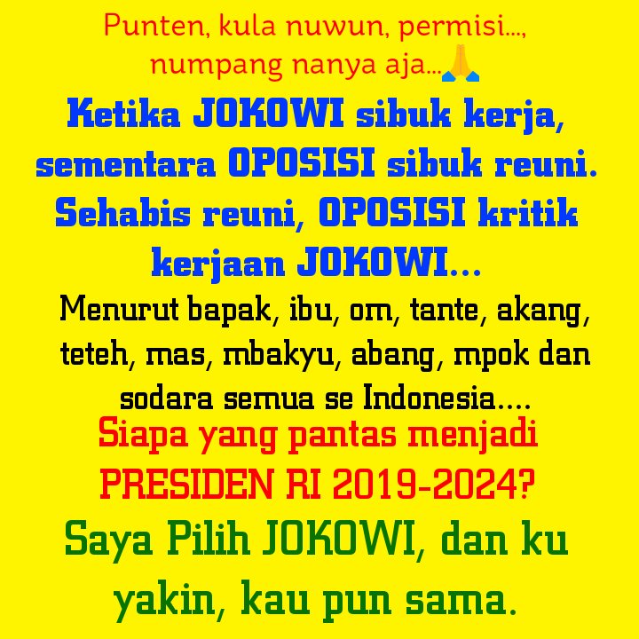 @NKRIguyub @BHD_58 @BangPino_ @MyNienie @RajaPurwa @RanupsProSandi @elfizal @NdaruTejowati @JokopediaID @ZahidahYani @bella_kiranna @judiono1772 @Nophie1889