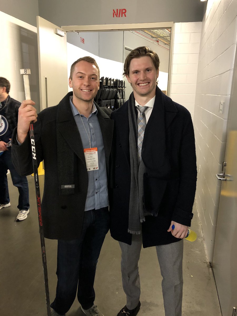 Great win and great seeing you last night <a href="/JacobTrouba/">Jacob Trouba</a>! Thanks for the stick 🏒 One of the most exciting <a href="/NHLJets/">Winnipeg Jets</a> games I’ve ever been to #GoJetsGo