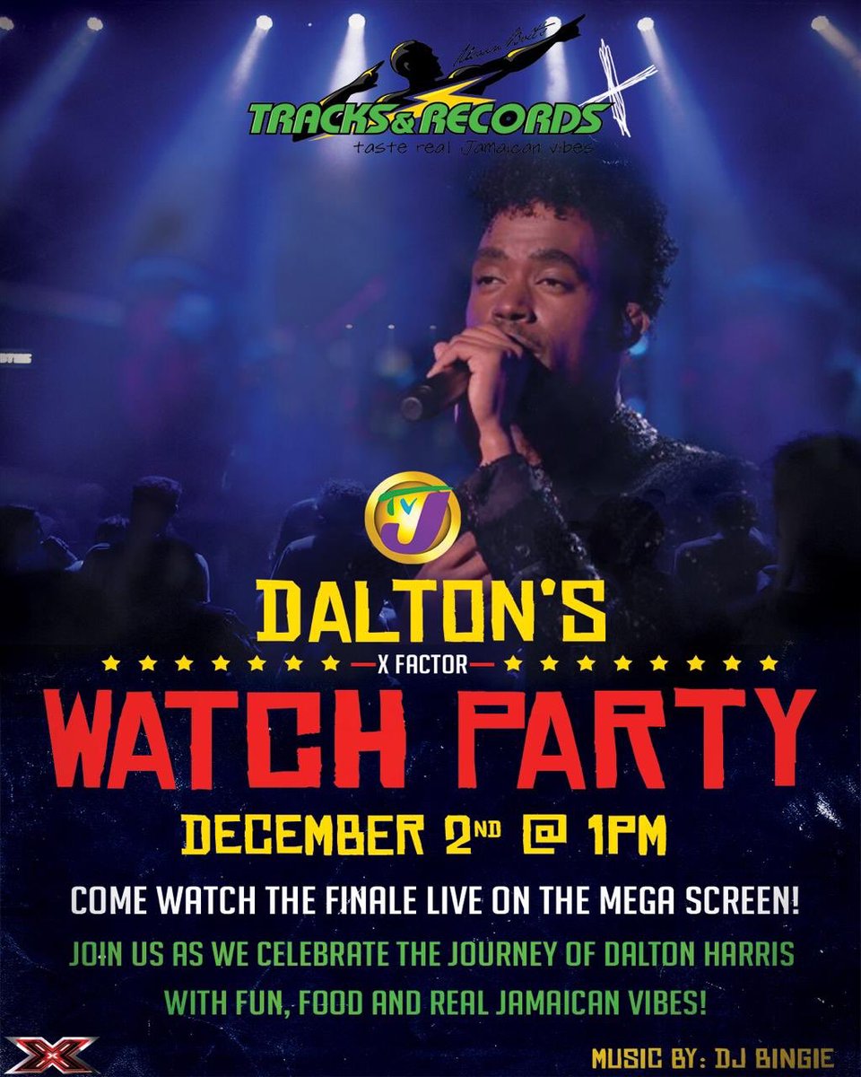 UBTandR's tweet photo. TODAY, come & support our very own Dalton Harris in the X-Factor Finale ๐ฏ๐ฒ
Watch party starts at 1PM here at Tracks and Records โก๏ธ
Enjoy UBTR signature platters while we cheer on Dalton to victory!
#DaltonHarris #XFactor #XFactorFinale #tasteREALJamaicanvibesย #TracksandRecords https://t.co/2ZMHwWEoMl