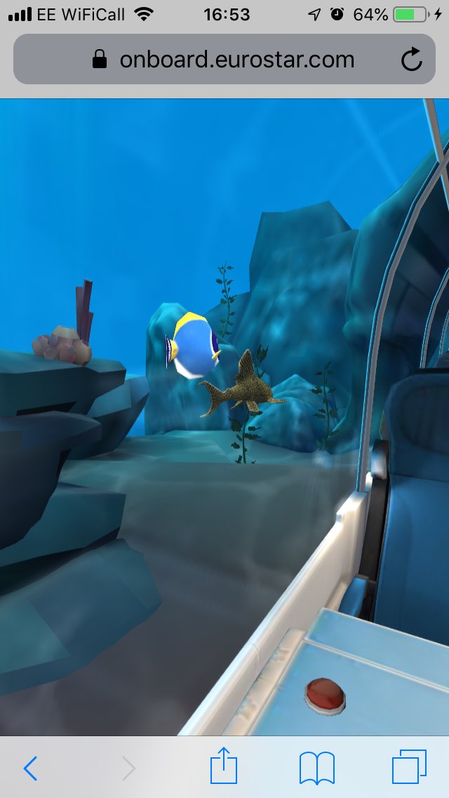 TheRealMrsBee's tweet photo. VR fish tank on #eurostar #es9045 and it’s awesome! https://t.co/NiFGDR90MD
