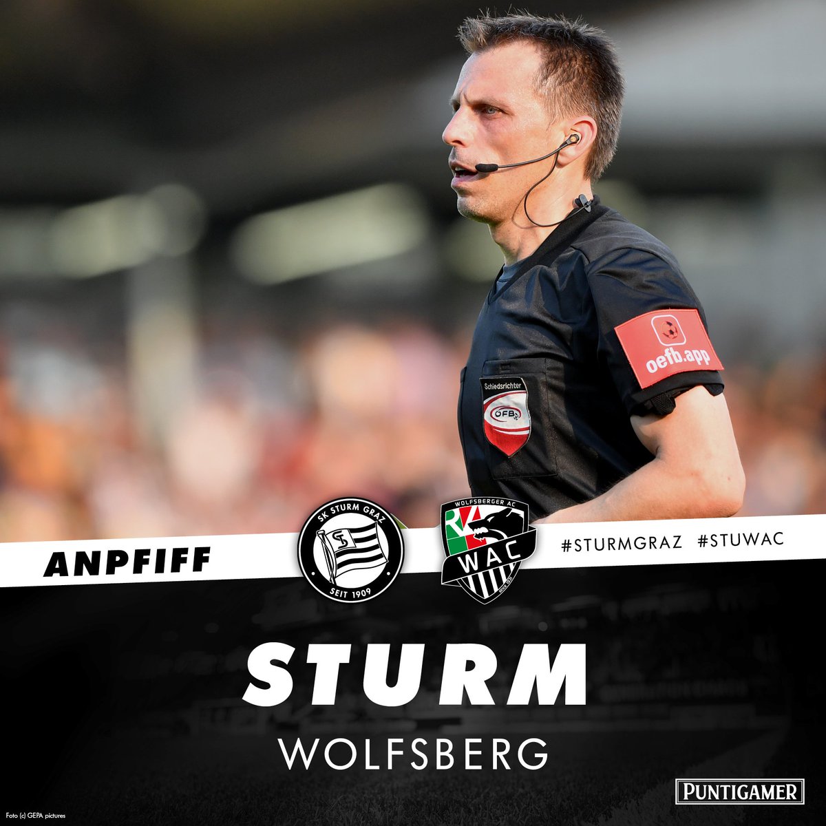SKSturm's tweet photo. Schiedsrichter #Grobelnik hat das Spiel soeben angepfiffen!
GEMMA SCHWOAZE! 💪🏻⚫️⚪🔥
______________
0️⃣:0️⃣ #STUWAC | ⏱ 1' | #sturmgraz #tipicoBL https://t.co/6KWWP470uR