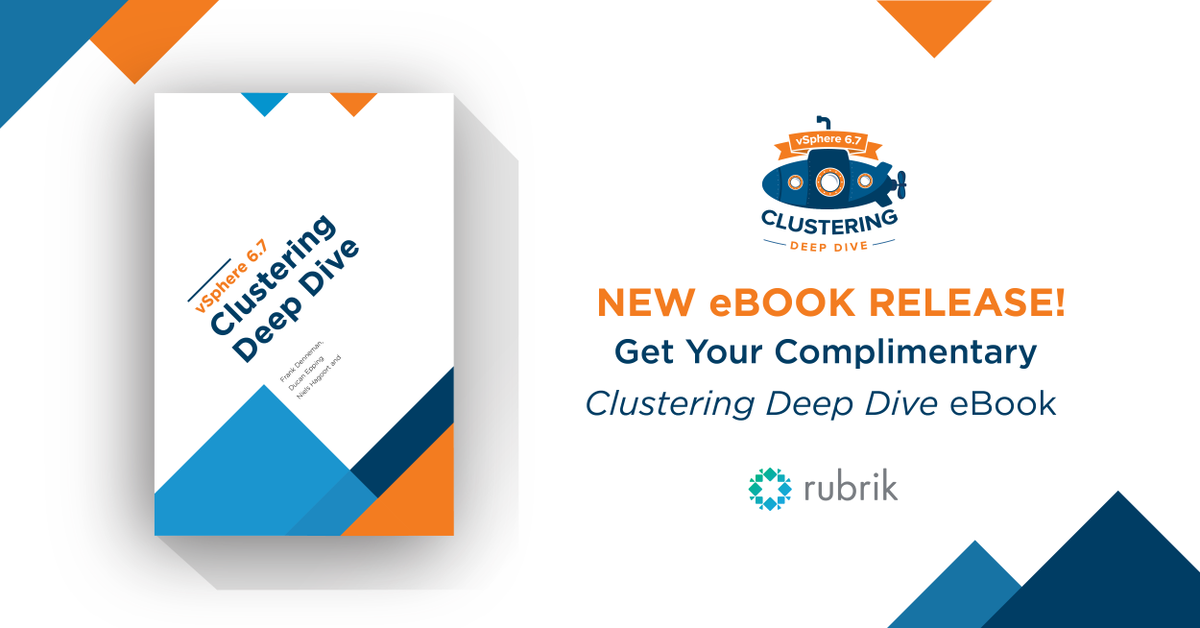rubrikInc's tweet image. Dive into the trenches of #vSphere clustering technologies with @ClusterDeepDive. A must-read for every admin, architect, consultant, and aspiring #VCDX. Get your free eBook: bit.ly/2zrzfgp