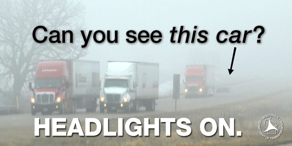 If you need your wipers, you need your headlights. State law requires headlight use when weather conditions limit visibility to 500 feet or less. #wiwx
