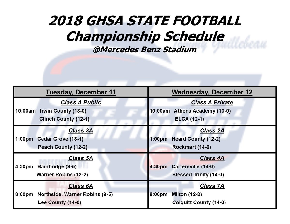 GHSA on Twitter "Football State Championships GAFarmBureau on Dec. 11