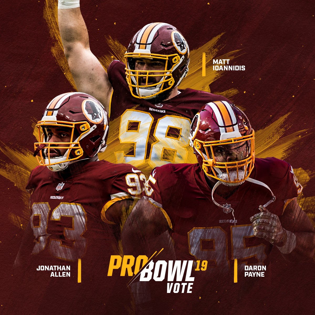 Commanders's tweet image. @MattIoannidis x #ProBowlVote
@jonallen93_ x #ProBowlVote
Daron Payne x #ProBowlVote

Retweet to send the D-Line to Orlando. #HTTR