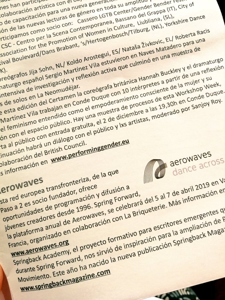 springbackmag's tweet image. Thank you @ccoreomadrid for spreading the word about #SpringbackMag :) #CertamenCoreográfico #Madrid #ExpandingMovement #PalabrasenMovimiento #Aerowaves #SpringForward19
