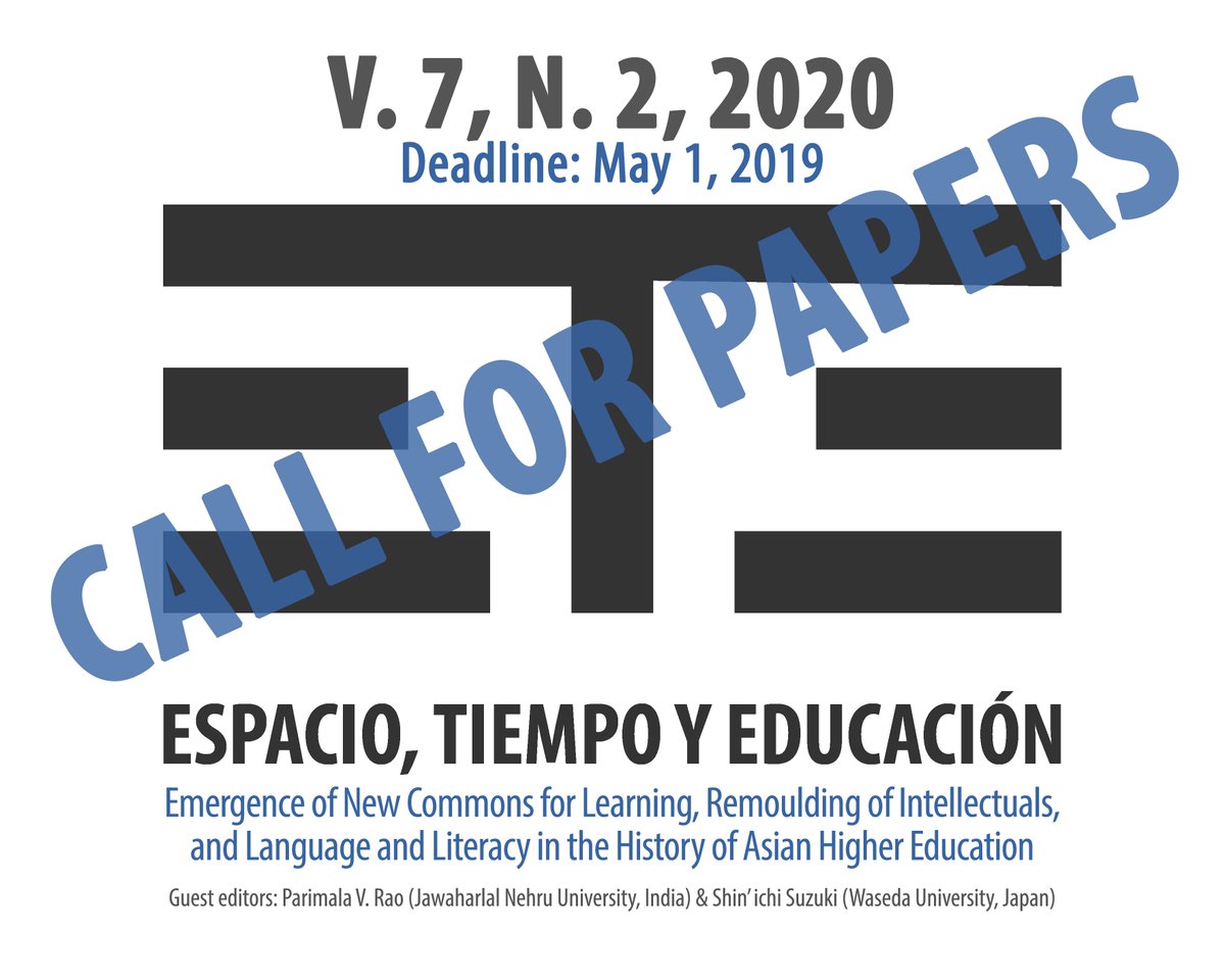 ETEducacion's tweet photo. Call for Papers – ETE – v. 7 n. 2 (2020) – Emergence of New Commons for Learning, Remoulding of Intellectuals, and Language and Literacy in the History of Asian Higher Education https://t.co/QoQ7IupSU5 #histed @FahrenHouse https://t.co/a9OIxQPEef