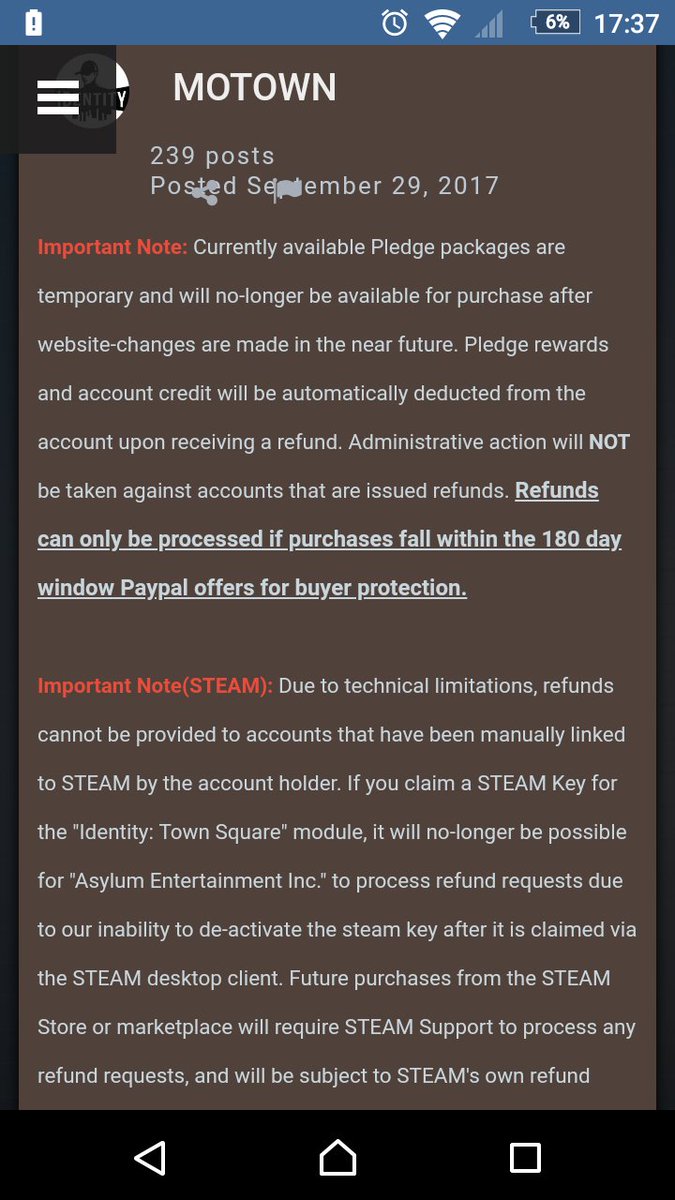caydran's tweet photo. @ItsFacwe @LionKingGamer @DragonflyToddYT @Identityrpg You mean this I take it? If you actually read it you will know it is not possible to refund via PayPal now, nor via Asylum if the key is activated. As it was not purchased from Steam they will not refund it either. So no, a refund is not possible. https://t.co/J27p2O9yT6