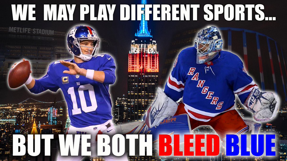 AllenMoy's tweet photo. @Giants back home against the @ChicagoBears following a tough loss in Philly, @NYRangers back home vs the @NHLJets to retire Vic Hadfield's #11 following 2 losses in Canada. Go Big Blue 🏈🏈!! Go BlueShirts 🏒🏒!! #IBleedBlue #NYR #GAGLine #VicHadfield11 #NHL #GiantsPride #NFL https://t.co/miAWVX09hv