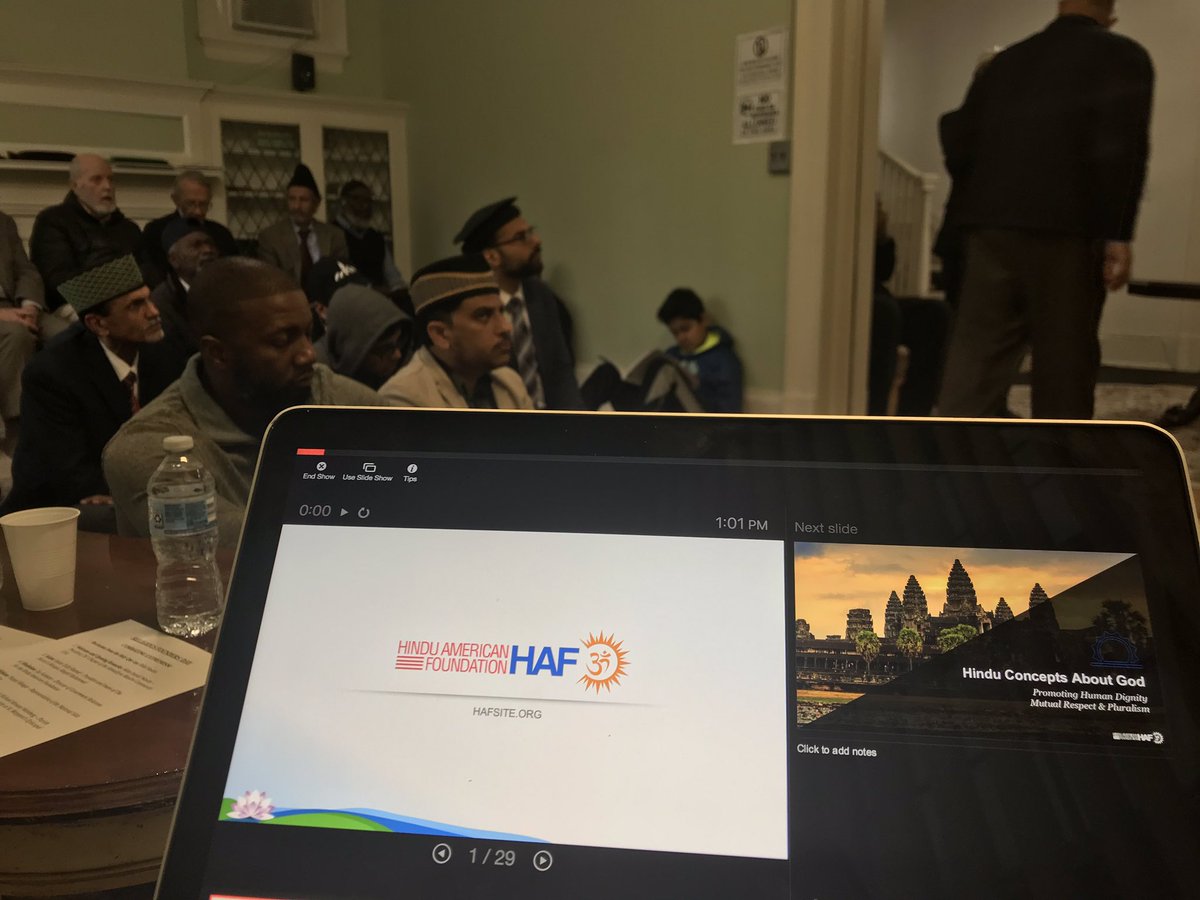 HinduAmerican's tweet photo. HAF’s @jpkansara about to give a presentation DC #Ahmadiyya mosque @alislam “Religious Founders’ Day” on the Hindu perspective regarding #CombatingExtremism. #Pluralism. https://t.co/SgAjjcO6SU