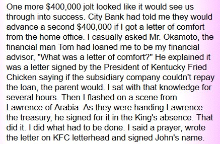 Then again, forging the signature of the president of your parent company to secure finance, is probably not best practice. /30