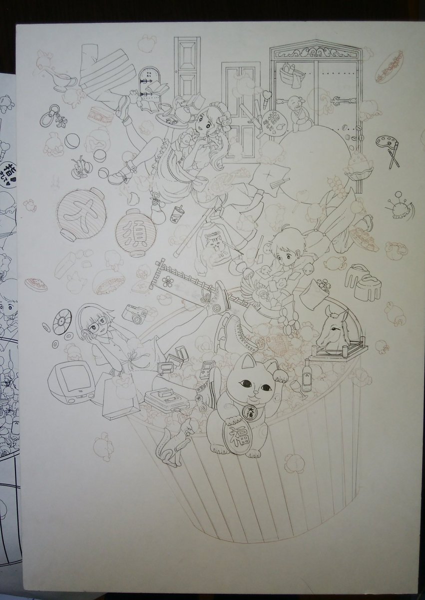 線画できました～これから塗ります 