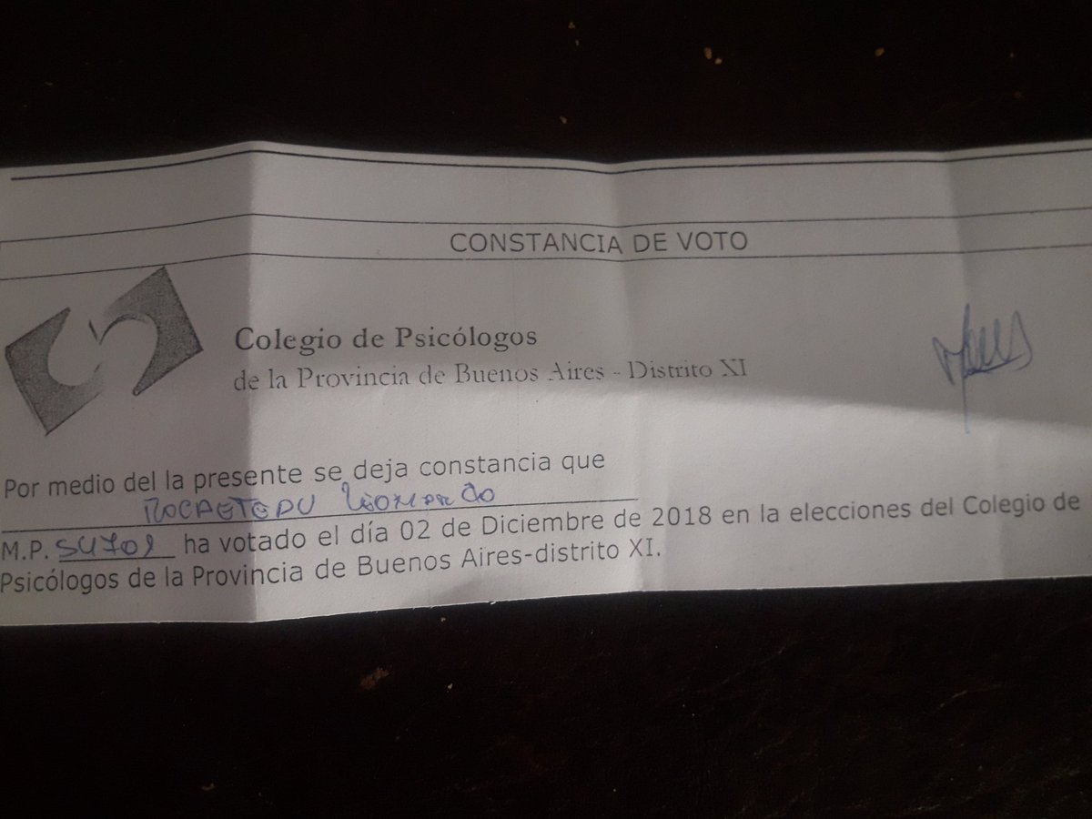 LeoRocheteau's tweet photo. Misión Cívica Cumplida!!!
#ColegioDePsicologos
#voto2018 https://t.co/mKMG3zOTnu