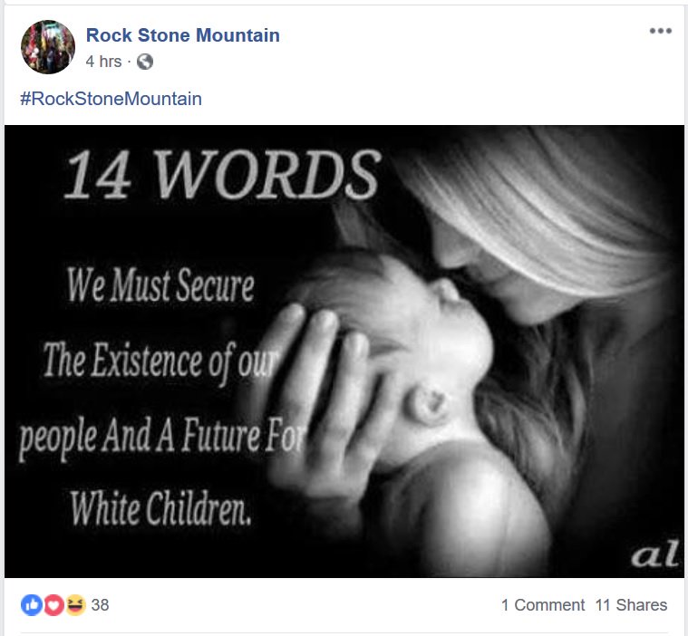 Atlanta Antifascists On Twitter Rockstonemountain Clear About Neo Nazi Politics Of Its Feb 2nd Rally Today Rsm Rally Organizers Posted The 14 Words Racist Slogan Slogan Was Written By David Lane A Member