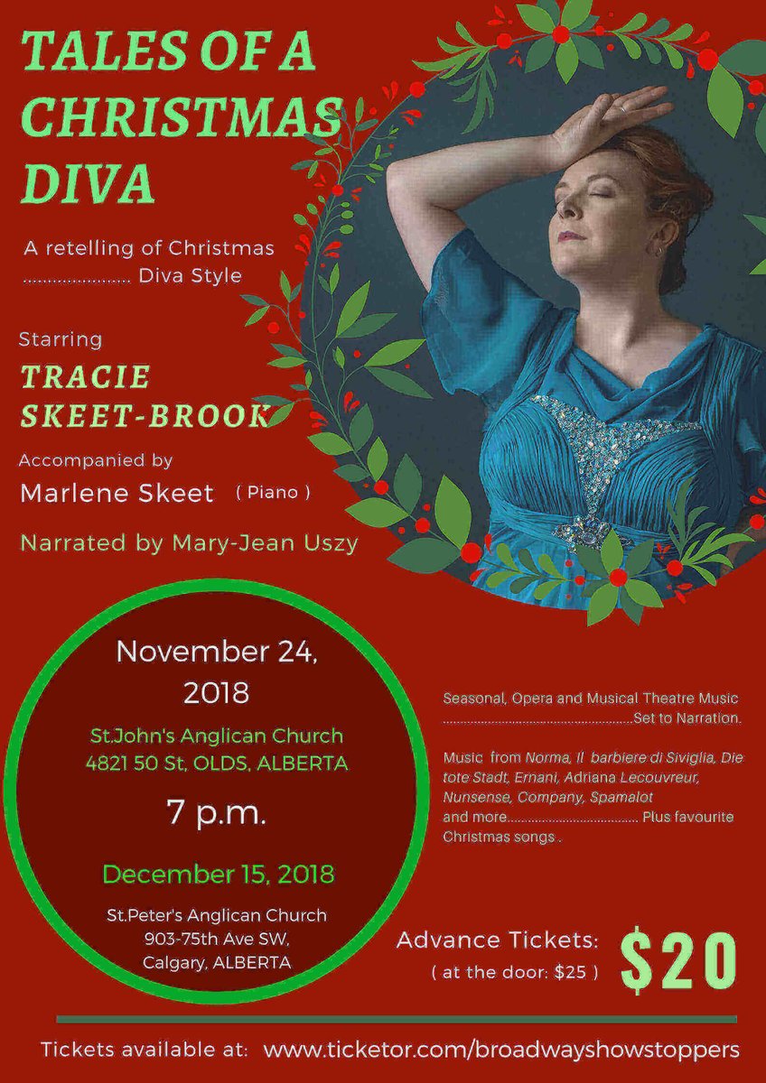 1OperaDiva's tweet photo. @adriamcculloch Did you hear what I heard? "Tales of a Christmas Diva" is coming to Calgary! Saturday, December 15, 2018, 7:00 pm at St.Peter's Anglican Church (903-75th Ave SW, Calgary, AB). 

Tickets available at https://t.co/oNnNMPRCjU
#YYCChristmasConcert #YYClivemusic #YYC https://t.co/unoaRihBH1