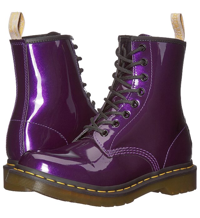 purple shiny doc martens
