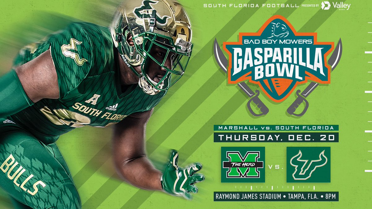 USF Football (@usffootball) on Twitter photo Excited to go after our 3rd straight bowl victory in front of our home fans!
Bulls vs. Thundering Herd in the <a href="/GasparillaBowl/">Union Home Mortgage Gasparilla Bowl</a>!
π bit.ly/2KMADPl
#BullStrong π€πͺ Excited to go after our 3rd straight bowl victory in front of our home fans!
Bulls vs. Thundering Herd in the <a href="/GasparillaBowl/">Union Home Mortgage Gasparilla Bowl</a>!
π bit.ly/2KMADPl
#BullStrong π€πͺ