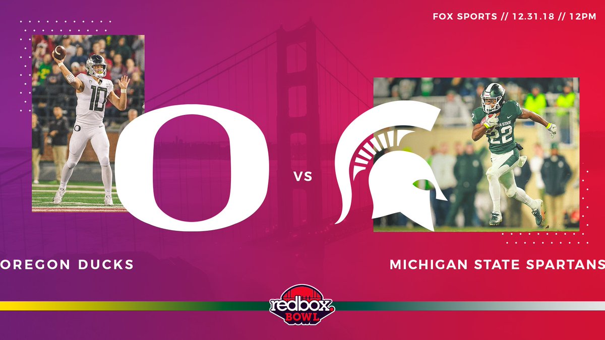 RedboxBowl's tweet image. 🍿🏈 Coming Soon - A New Year&apos;s Eve matinee featuring @oregonfootball and @MSU_Football!

#RedboxBowl #Pac12FB #B1GFootball

📰: bit.ly/2U6qQb5
🎟:bit.ly/2BCoWrw