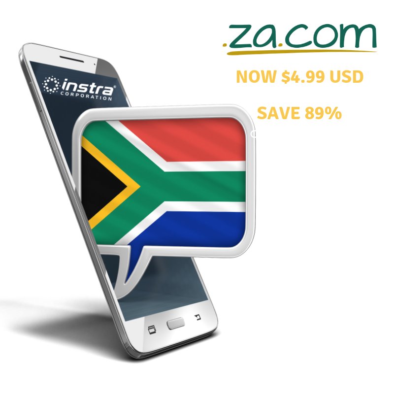ZA.COM #DomainNames are now 89% off for a limited time only.
Join #SouthAfrican's alternive #saffa #domainname, the digital home for your #business, brand or #startup. bit.ly/InstraZACOM