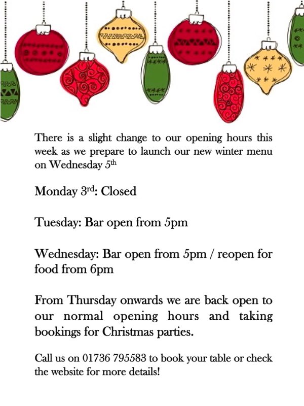 HalsetownInn's tweet photo. This weeks opening hours are a little different as we prepare our new winter menu! https://t.co/dL9I3P0aWm