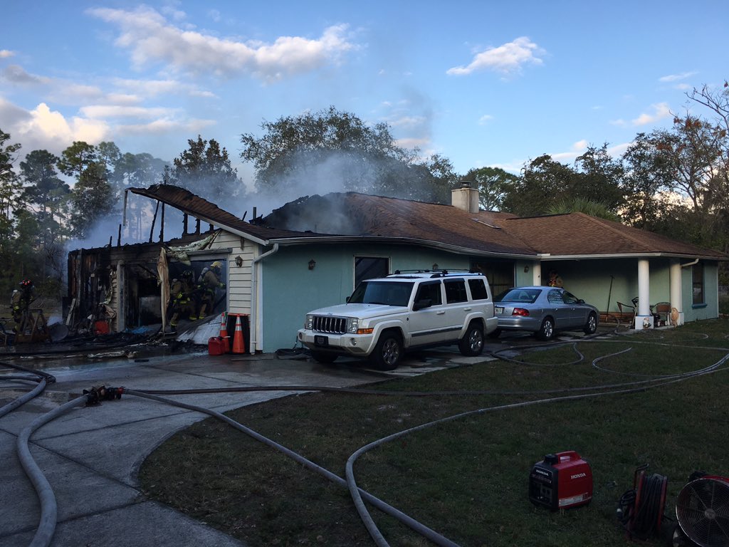 BCFRpio's tweet image. Canaveral Groves Blvd update: BCFR crews did a great job keeping the fire from spreading to the rest of the home and contained it to the attic and garage area.