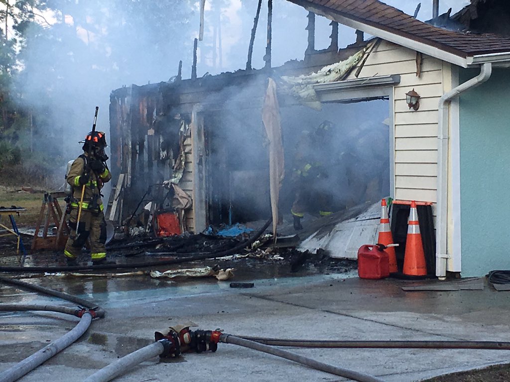 BCFRpio's tweet image. Canaveral Groves Blvd update: BCFR crews did a great job keeping the fire from spreading to the rest of the home and contained it to the attic and garage area.
