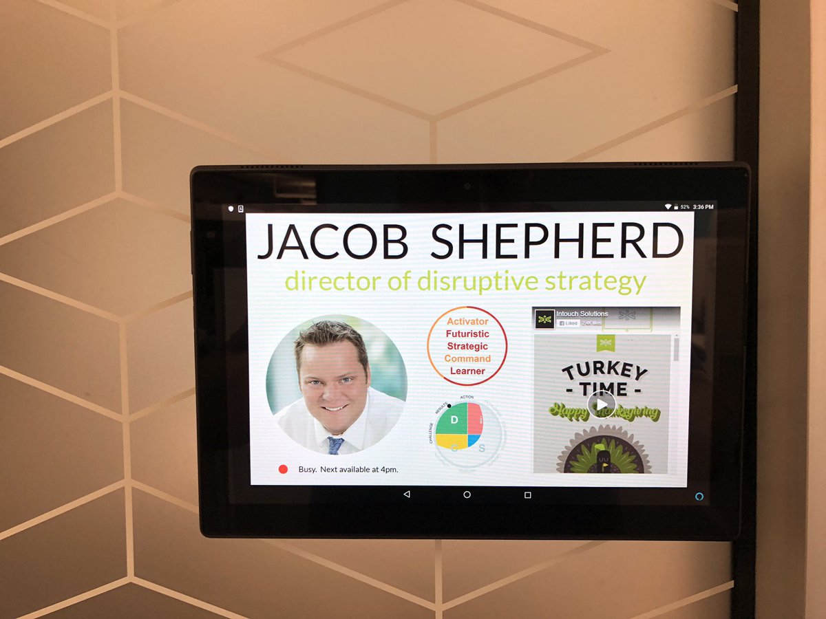 Mockup of a digital nameplate for our offices; with details like availability, strengths, DiSC profile and latest social media post. Up next, face recognition, voice cloning and bot features: “Hey {name}, I’m out of the office at the moment. Would you like to send me a message?”