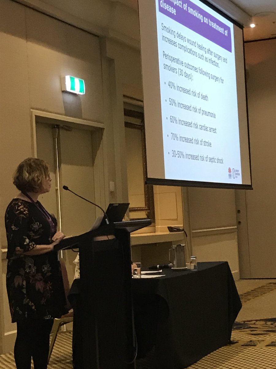 HelenKKulas's tweet photo. Louise Ross from the @cancerNSW presenting the NSW smoking cessation framework- quitting is an important outcome determinant for patients with #COPD and #CHF-@nswaci respiratory network joined the NSW smoking cessation collaboration to work on this key piece #LBVC #hacks4value https://t.co/psRkYbIBoQ