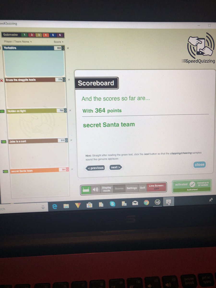 Aaaa d the winners of tonight’s <a href="/HotSpotQuiz/">Hot Spot Quiz 1.5k</a> are ‘Yorkshire’ with 853 point. Well done guys. Amazing!! Enjoy your bar tab guys. In 2nd place ‘Bruce the shag pile koala’ bar tab for you guys too!!