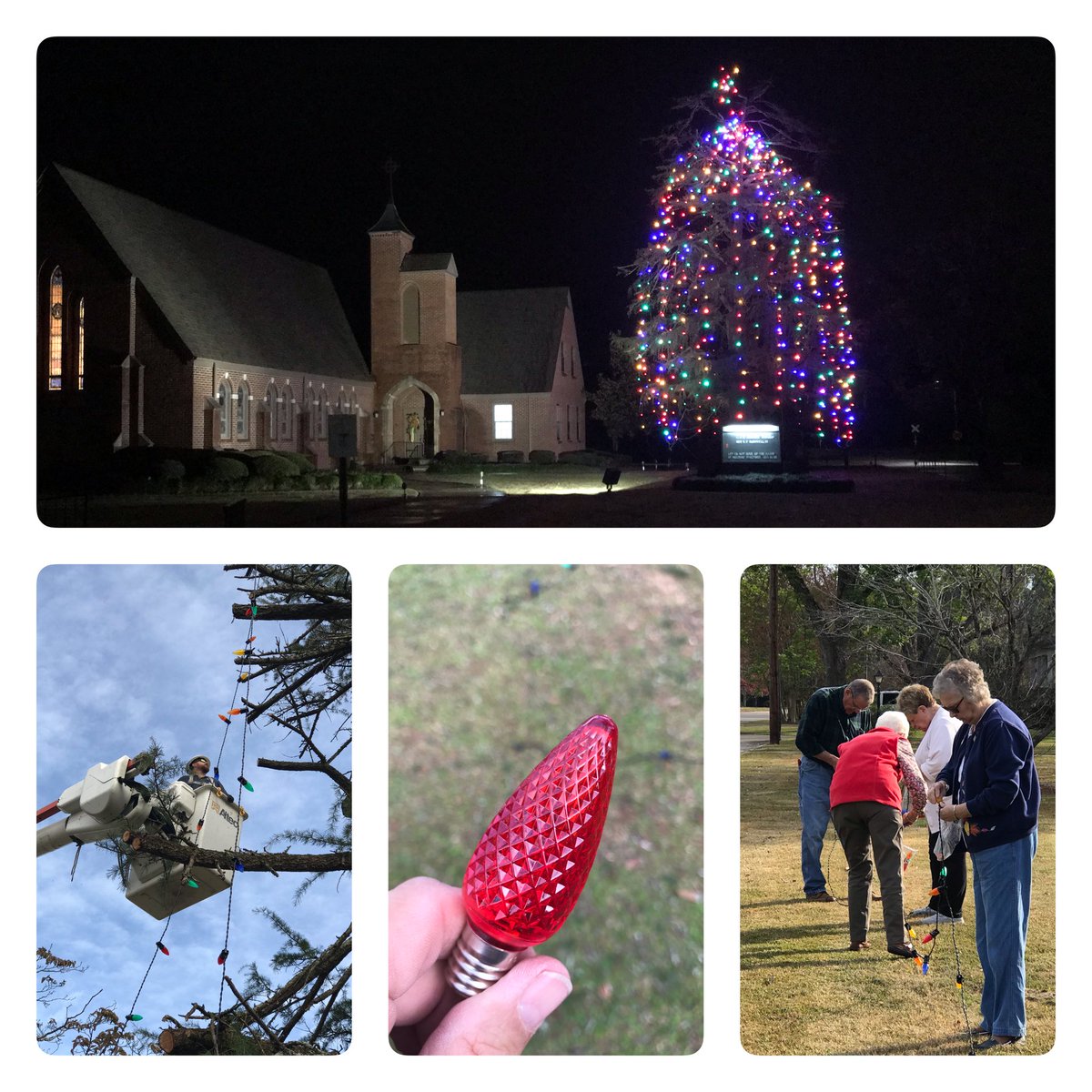 johnmmblake's tweet image. Christmas tree lights are up. Replaced the old wires and connectors and upgraded to LED bulbs.  Chadbourn Presbyterian Church, Chadbourn, NC @CDI1LED #Christmastreelights #colco #greatproduct #thankyou