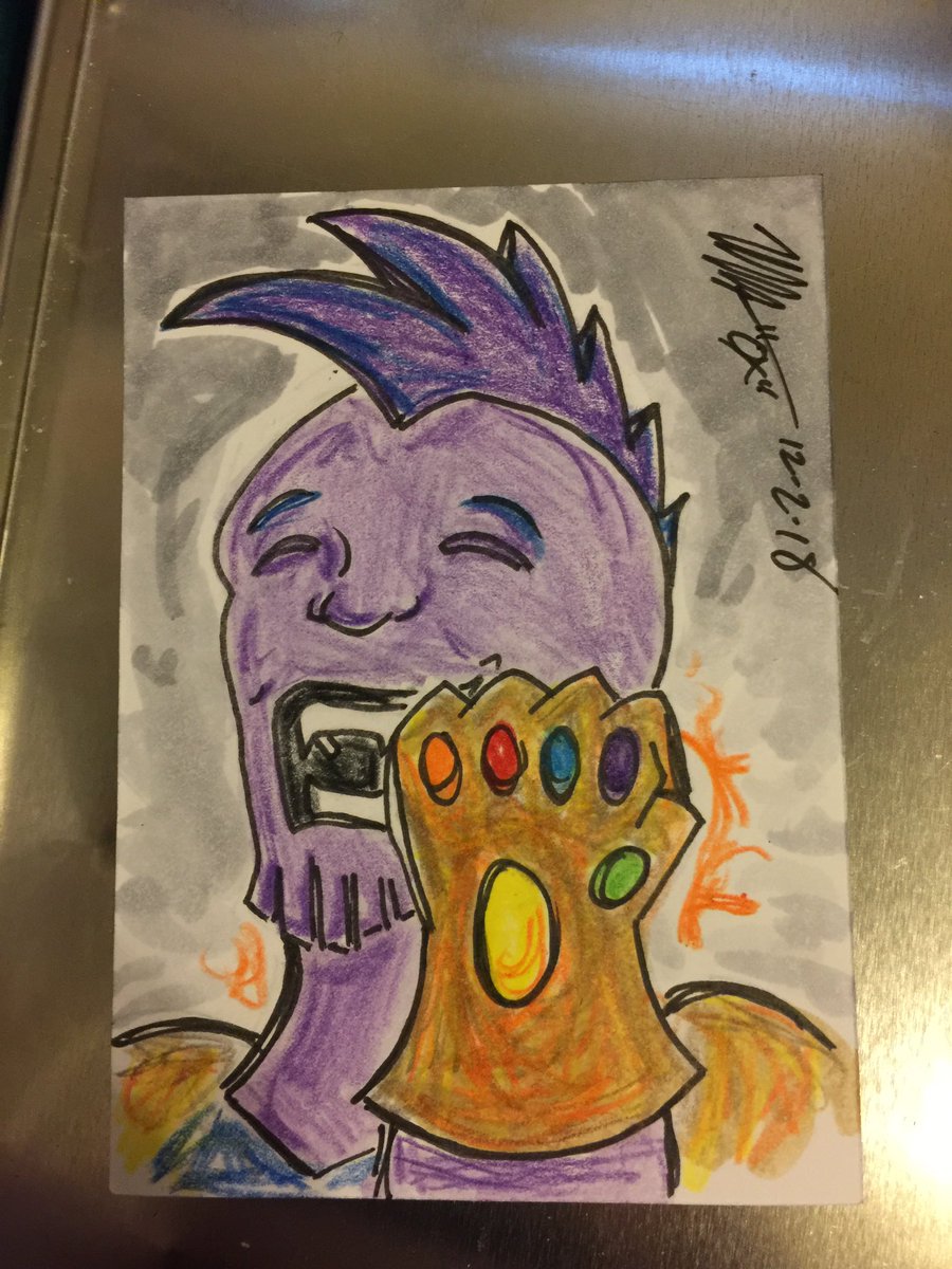 Samuraiox's tweet photo. Day 2: #SHEcember - @SMirandaStone #Thanos sketchcard, and a drag race for #DigiDecember! Gaining more confidence the more I draw!!! https://t.co/SS58v2c1DJ