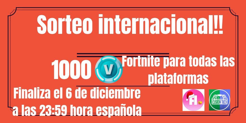 FortniteEsp_'s tweet photo. 🤔¿Quieres 1000 pavos de fortnite?🎁

⭐️Seguir a @CustomTechES

⭐️Seguir en instagram a https://t.co/0W96L4xeTF

⭐️Dar RT! 

Finaliza el 6 de diciembre a las 23:59 hora española, es internacional el sorteo, muchísima suerte a todo el mundo! 😉😊 https://t.co/QiPaDQiStQ