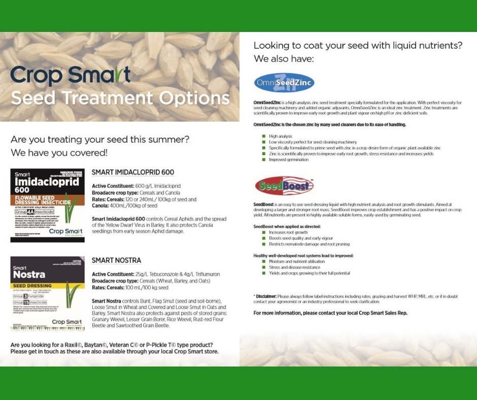 Applying Seed Treatment – It’s that time of the year again!
For further information on any of the #seedtreatment products below, please contact your local Crop Smart Sales Rep.