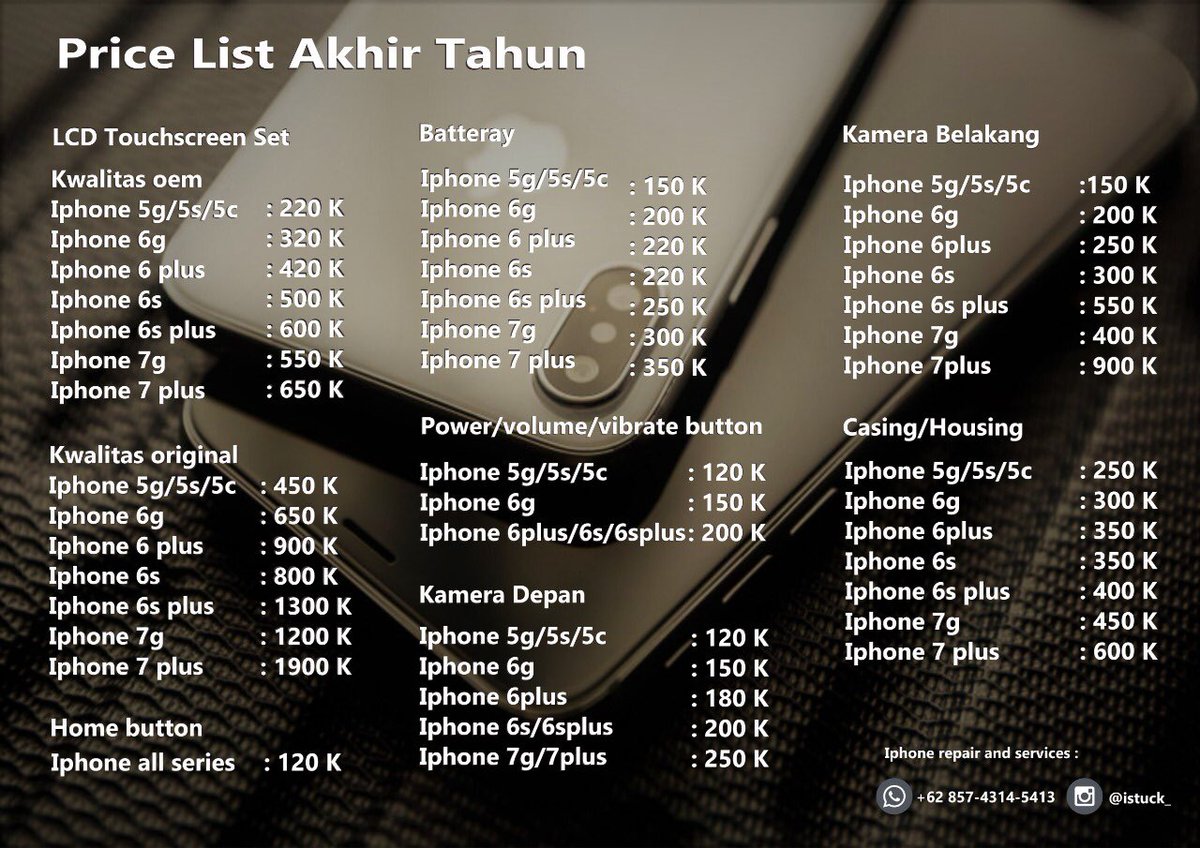Update harga akhir tahun bosh!
Murah edan2an. 
#serviceiphonejogja
#iphonerepairjogja
#serviceapplejogja