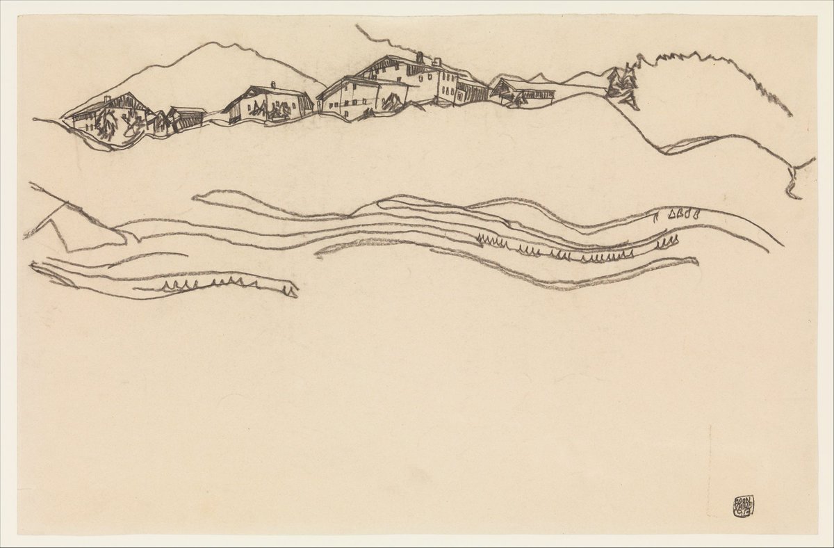met_modernart's tweet photo. Landscape with Houses by Egon Schiele https://t.co/QrM20h46e2 #metmuseum #themet https://t.co/mA8Dx56PZU