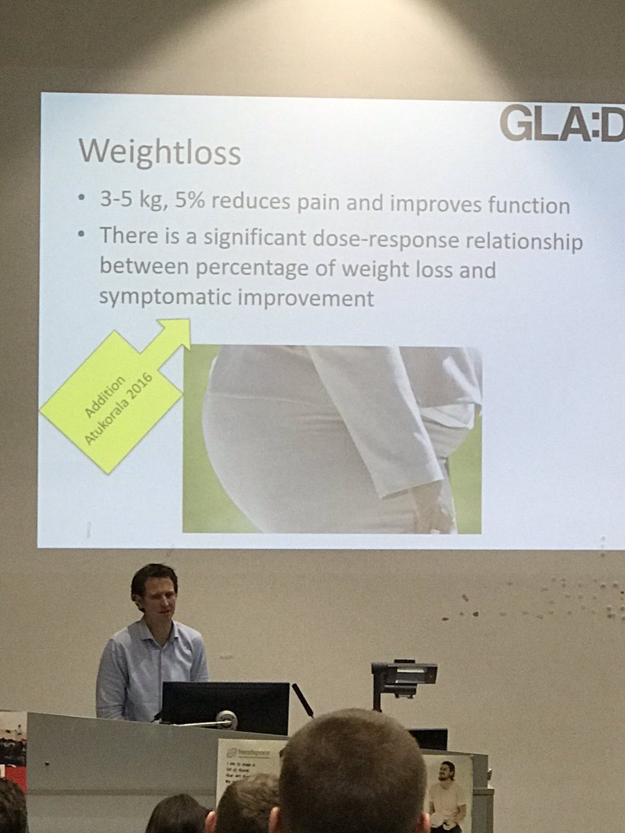 Drzuzi's tweet photo. 3-5kg, 5% reduction in weight can reduce pain and improve function #Jointpain #tendinopathy #osteoarthritis #GLADAustralia @DrChrisBarton https://t.co/QAjUYpTJBB