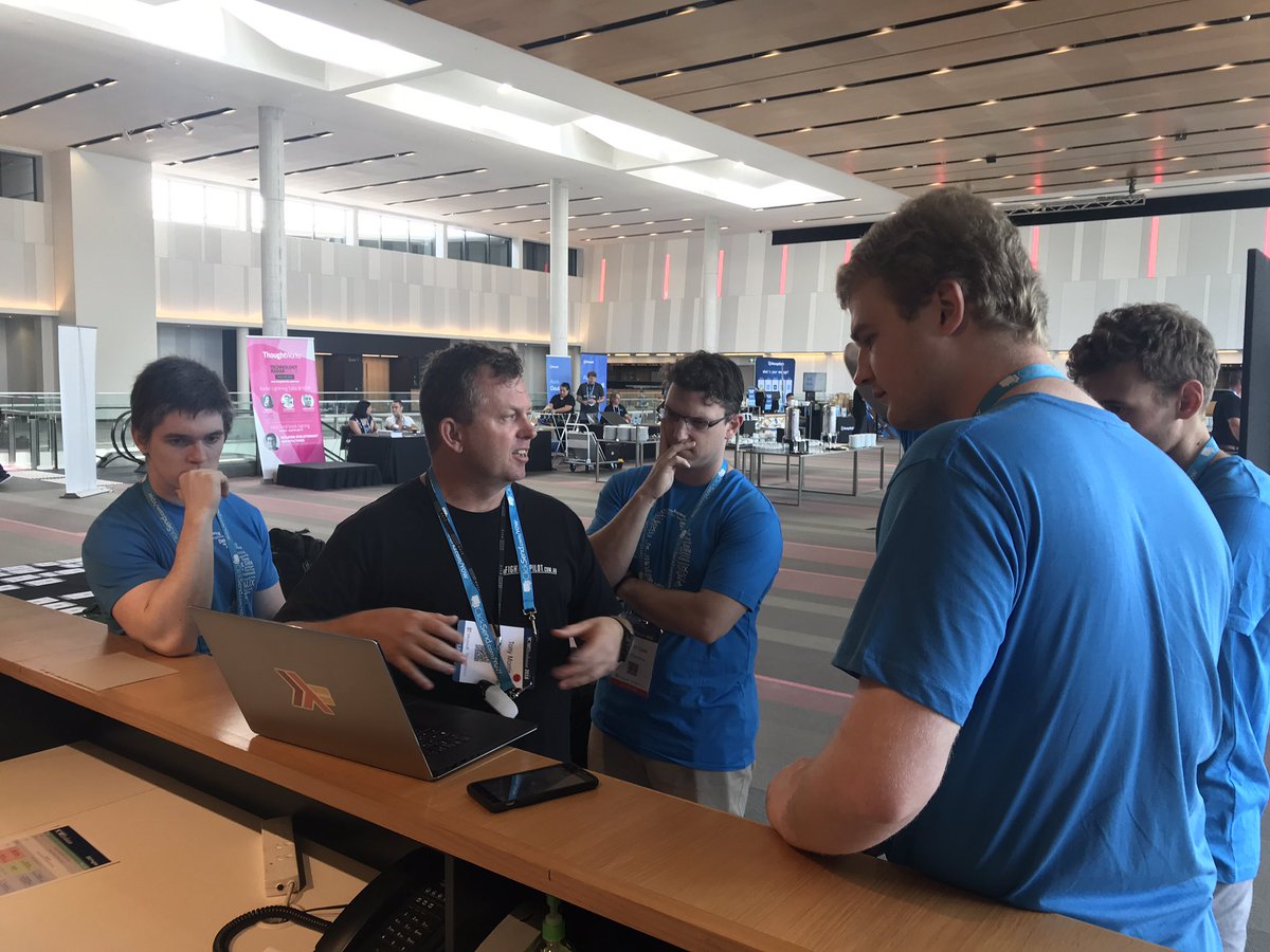 melissa_loh's tweet image. This is why I love our @yow_conf community! 

@dibblego is giving an impromptu lesson to our #YOW18 volunteers in Brisbane