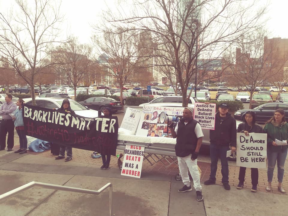 JusticeForDre's tweet photo. DPAC protest yesterday 12/1/18 
Keep pushing for justice for DeAndre &amp; his family. Don't let this die down &amp; be forgotten!!
#JusticeForDeAndreBallard #DeAndreBallard #Justice4Dre #NCCU #Durham #Duke #HamiltonDPAC https://t.co/m4PMrOQuj1
